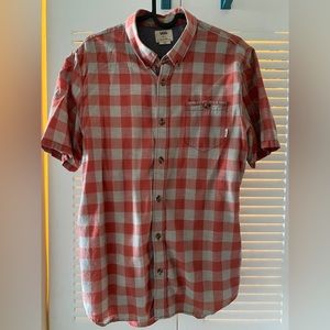 Men’s Vans Orange Checkered Button Shirt Short Sleeve Size S